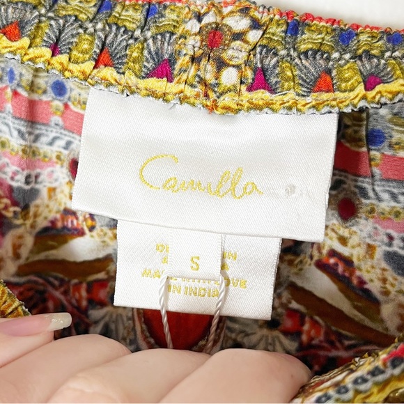 New Camilla Tie Waist Strapless Jumpsuit Artesania Mania 100% Silk Red Small - Picture 10 of 13